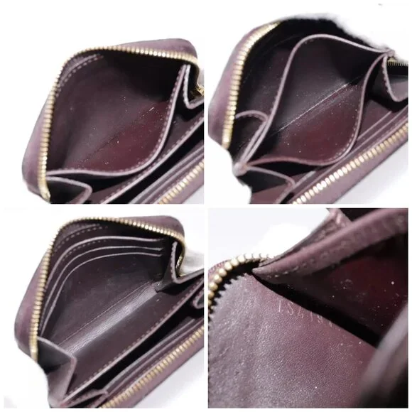 LOUIS VUITTON Vernis Rayure Zippy Coin Purse Amarante M91719 LV Auth